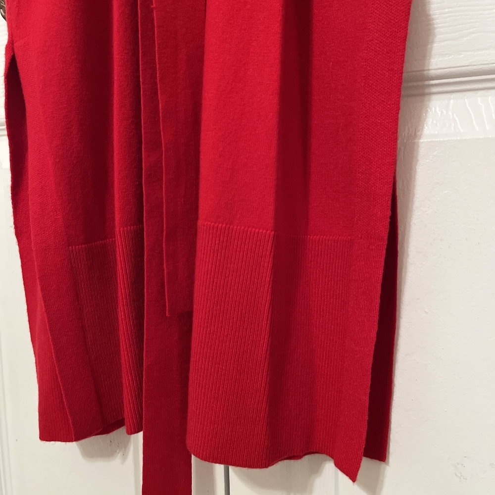 Bold Element Red Long Cardigan Duster Coatigan Open Front - Picture 4 of 5